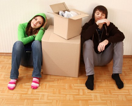 Prepared boxes and moving items for a man and van service