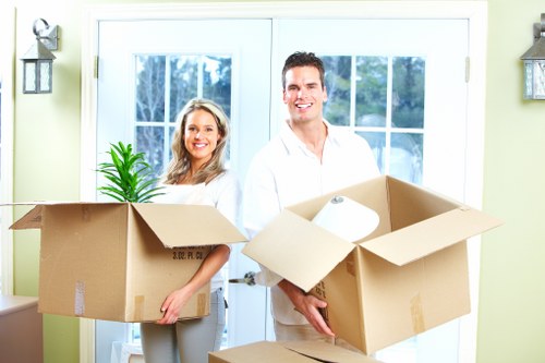 Packed office IT equipment prepared for Eastsheen relocation