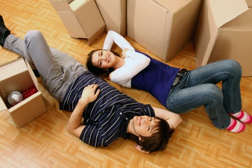 Packed boxes ready for house removals in Eastsheen